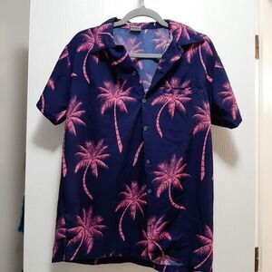 King Kameha Hawaiian Button Down Shirt Lightweight Men Medium